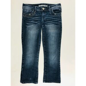 Grane Jeans Women's Size 3 Blue Denim Capri Straight Leg Low Rise Wrinkle Bleach